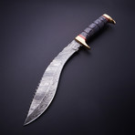 Damascus Steel Kukri Knife + Sheath // Black + Grey