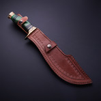 Damascus Steel Kukri Knife + Sheath // Green