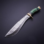 Damascus Steel Kukri Knife + Sheath // Green