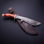 Damascus Steel Kukri Knife + Sheath // Orange
