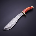 Damascus Steel Kukri Knife + Sheath // Orange