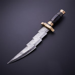 Damascus Steel Hunting Knife + Sheath // Black Horn