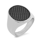 Carbon Fiber Ring // Silver + Black (Size 9)