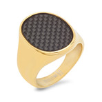 Carbon Fiber Ring // 18K Gold Plated + Black (Size 9)