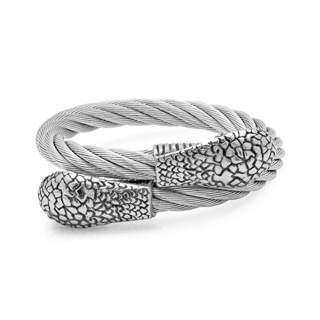 Adjustable Stainless Steel Snake Head Bracelet (Silver)