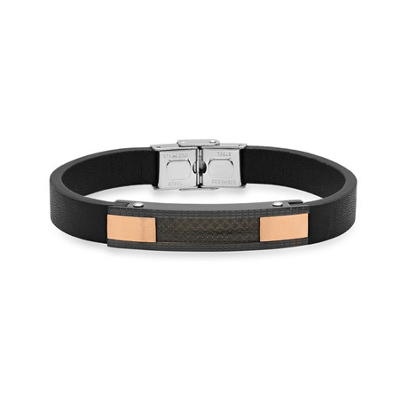 18K Rose Gold Plated + Carbon Fiber Bracelet // Black