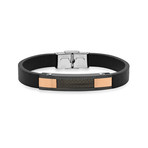 18K Rose Gold Plated + Carbon Fiber Bracelet // Black