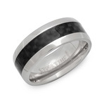 Titanium Ring With Black Carbon Fiber Accent (Size 9)