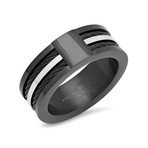 Black IP Wire Inlay Ring // Black + Silver (Size 9)