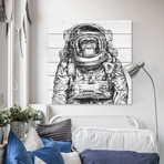 Space Monkey // White Wood (18"W x 18"H x 1.5"D)