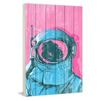 Blue Space Man // White Wood (12"W x 18"H x 1.5"D)