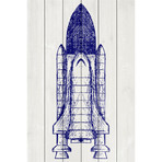 Blue Rocket // White Wood (12"W x 18"H x 1.5"D)