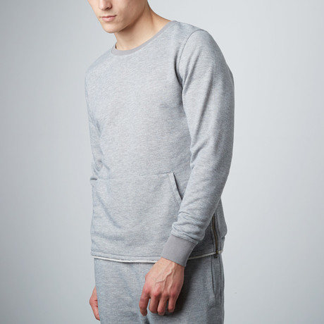 Weber Side-Zip Crewneck Hoodie // Grey (XS)