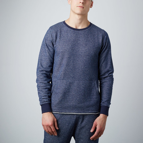 Weber Side-Zip Crewneck Hoodie // Navy (XS)