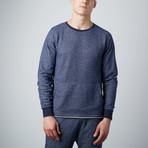 Weber Side-Zip Crewneck Hoodie // Navy (L)