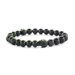 Double Skull Bead Bracelet // Black + Matte Gunmetal