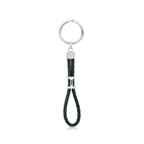 Stainless Steel Leather Keychain // Black