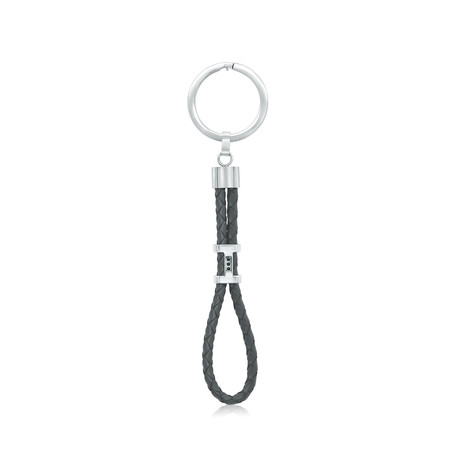 Stainless Steel Leather Keychain // Grey