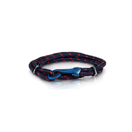Matte Steel Fish Hook + Clasp Cord Bracelet // Blue + Red