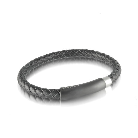 Braided Bracelet + Matte Stainless Steel Clasp // 8mm // Black