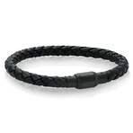 Leather Bracelet With Carbon Clasp // Black