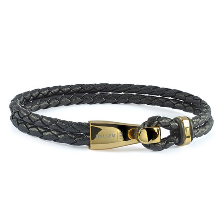 Hook + Clasp Leather Bracelet // Gold + Black