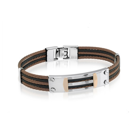 Stainless Steel Cable + Rubber Bracelet // Coffee