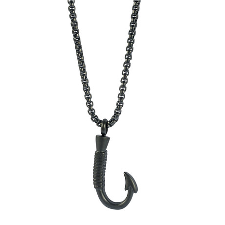 Hook Round Box Necklace // Matte Black