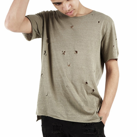 Distressed Tee // Khaki (XS)