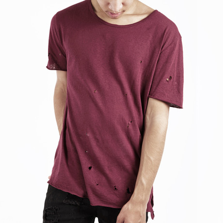 Distressed Tee // Oxblood (XS)