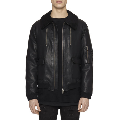 Shearling-Trimmed Jacket // Black (XS)