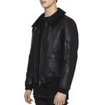 Shearling-Trimmed Jacket // Black (M)