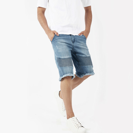 Stone Wash Denim Shorts // Light Blue (XS)