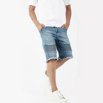 Stone Wash Denim Shorts // Light Blue (L)