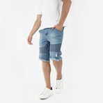 Stone Wash Denim Shorts // Light Blue (L)