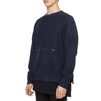 Oversized Inside Out Sweatshirt // Navy (XS)