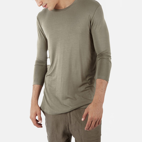 Underlayer 3/4 Sleeve Crewneck Tee // Khaki (XS)