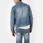 Distressed Stone Wash Denim Jacket  // Light Blue (S)