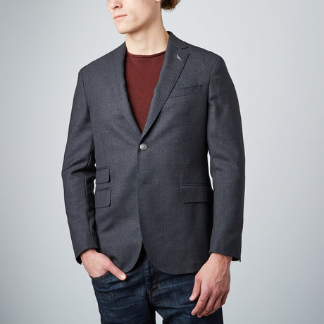 Single-Breasted Side Vent Textured Blazer // Light Grey (US: 40S)