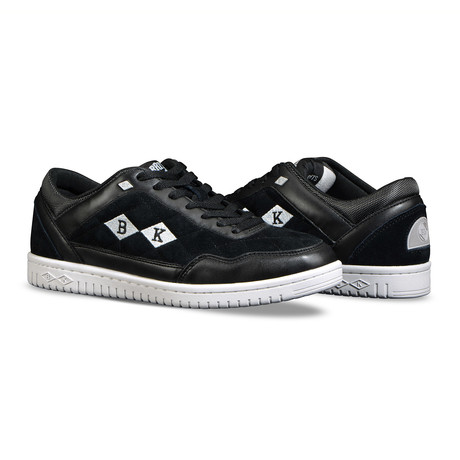 Quilts Mixed Leather Sneaker // Black + Light Grey (US: 8)