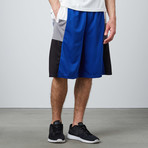 Blocked Panel Basketball Short // Blue (2XL)