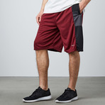 Blocked Panel Basketball Short // Burgundy (S)