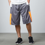 Blocked Panel Basketball Short // Charcoal (XL)