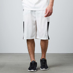 Blocked Panel Basketball Short // White (M)