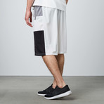 Blocked Panel Basketball Short // White (2XL)