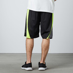 Panel Piped Basketball Short // Black + Yellow (2XL)