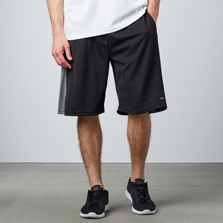 Panel Piped Basketball Short // Black + Heather Grey + Red (S)