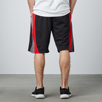 Panel Piped Basketball Short // Black + Heather Grey + Red (XL)