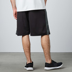 Mesh Panel Basketball Short // Black + Heather Olive (L)