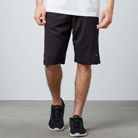 Mesh Panel Basketball Short // Black + Heather Olive (S)